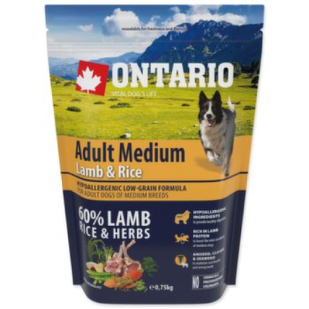 Krmivo Ontario Adult Medium Lamb & Rice 0,75kg 214-10693|X|X|KS