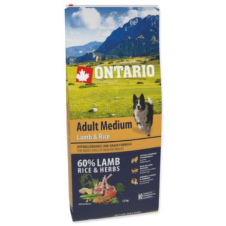 Krmivo Ontario Adult Medium Lamb & Rice 12kg 214-10698|X|X|KS