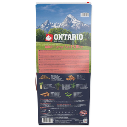 Krmivo Ontario Adult Large Beef & Rice 12kg 214-10758|X|X|KS