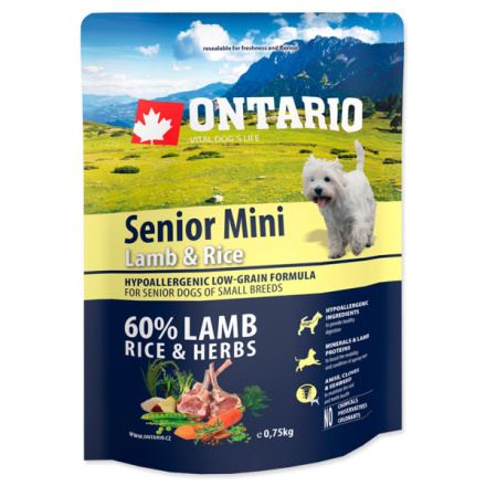 Krmivo Ontario Senior Mini Lamb & Rice 0,75kg 214-11193|X|X|KS