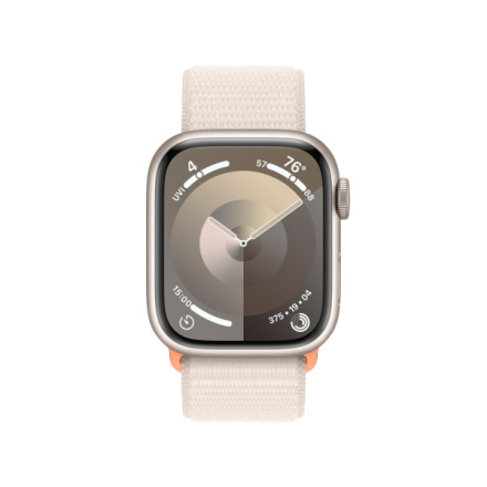 Apple Watch Series 9 41mm Hvězdně bílý hliník s hvězdně bílým provlékacím sportovním řemínkem MR8V3QC/A