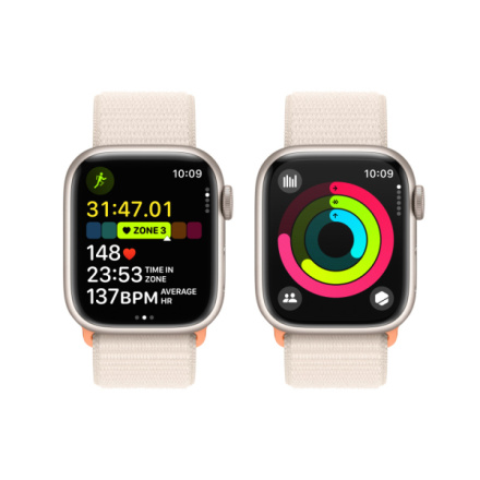 Apple Watch Series 9 41mm Hvězdně bílý hliník s hvězdně bílým provlékacím sportovním řemínkem MR8V3QC/A