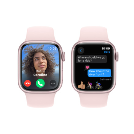 Apple Watch Series 9 41mm Růžový hliník se světle růžovým sportovním řemínkem - S/M MR933QC/A