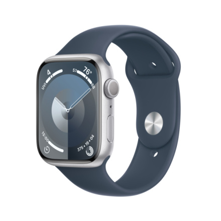 Apple Watch Series 9 45mm Stříbrný hliník s ledově modrým sportovním řemínkem - S/M MR9D3QC/A