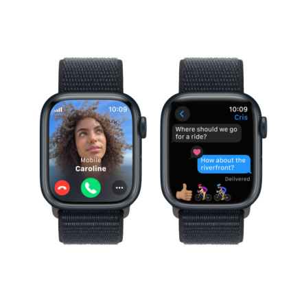 Apple Watch Series 9 41mm Cellular Temně inkoustový hliník s temně inkoustovým provlékacím sportovním řemínkem MRHU3QC/A