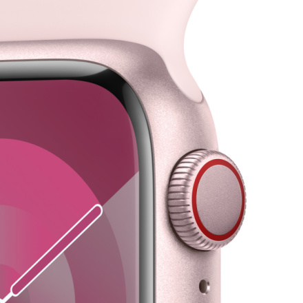 Apple Watch Series 9 41mm Cellular Růžový hliník se světle růžovým sportovním řemínkem - M/L MRJ03QC/A