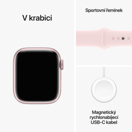 Apple Watch Series 9 41mm Cellular Růžový hliník se světle růžovým sportovním řemínkem - M/L MRJ03QC/A
