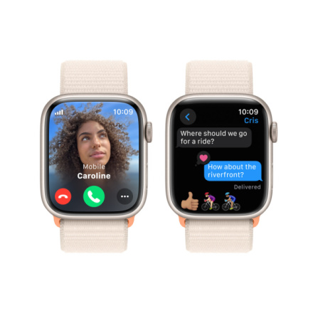 Apple Watch Series 9 45mm Cellular Hvězdně bílý hliník s hvězdně bílým provlékacím sportovním řemínkem MRMA3QC/A