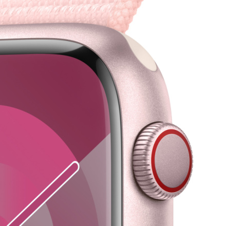 Apple Watch Series 9 45mm Cellular Růžový hliník se světle růžovým provlékacím sportovním řemínkem MRMM3QC/A