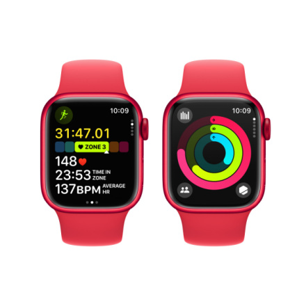 Apple Watch Series 9 41mm Cellular PRODUCT(RED) Červený hliník s PRODUCT(RED) sportovním řemínkem -S/M MRY63QC/A