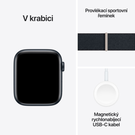 Apple Watch SE 40mm Temně inkoustový hliník s temně inkoustovým provlékacím sportovním řemínkem MRE03QC/A