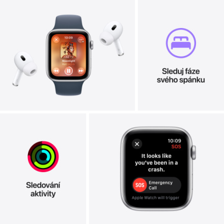 Apple Watch SE 40mm Temně inkoustový hliník s temně inkoustovým provlékacím sportovním řemínkem MRE03QC/A