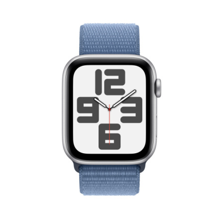 HOD GPS MTP Apple Watch SE 44mm Stříbrný hliník s ledově modrým provlékacím sportovním řemínkem MREF3QC/A