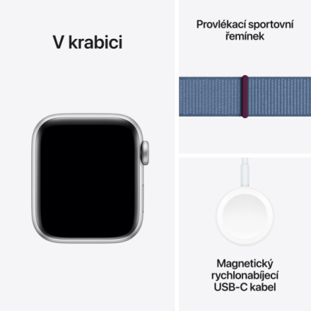 Apple Watch SE Cellular 40mm Stříbrný hliník s ledově modrým provlékacím sportovním řemínkem MRGQ3QC/A