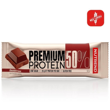 Nutrend PREMIUM PROTEIN bar 50% bílkovin 50 g, čokoláda VM-056-50-ČO