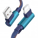 USB Kabel  - 90° kovové koncovky T68 na micro USB, 1 metr modrá 5478965230