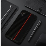 Pouzdro MOTO CARBON Case Samsung J415 Galaxy J4 Plus-Černá s červeným pruhem 55358