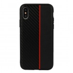 Pouzdro MOTO CARBON Case pro Huawei Nova 4 Černý s červeným pruhem 55449