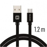 SWISSTEN TEXTILE datový kabel USB - (USB TYP C) 1.2m černá 71521201