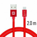 Datový kabel Micro USB 3A   2m (červená)