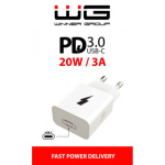 Síťová nabíječka 1xUSB-C/PD 20W/5V-9V-12V/bez kabelu (Bílá), 8591194093814