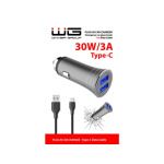 Autonabíječka 2xUSB/USB-A 30W s kabelem Type-C 1M + hrot na rozbití skla , 9767