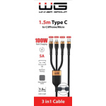 WINNER 3 V 1 KABEL USB-C/LIGHTNING/MICRO USB 1,5 M ČERNÝ 11623