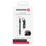 SWISSTEN MAGNETICKÝ KEYCHAIN KABEL USB-C/ LIGHTNING 9,7 CM (71551030) black