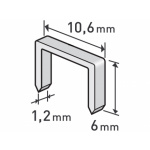 spony, balení 1000ks, 6mm, 10,6x0,52x1,2mm 8852201