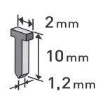 hřebíky, balení 1000ks, 10mm, 2,0x0,52x1,2mm 8852403