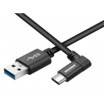 AVACOM datový a nabíjecí kabel USB - USB Type-C, 100cm, konektor v úhlu 90°, černý, DCUS-TPCLR-10K