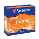 VERBATIM DVD-R(5-Pack)Jewel/MattSlvr/16x/4.7GB, 43519