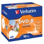 VERBATIM DVD-R (10-pack)Printable/16x/4.7GB/Jewel, 43521