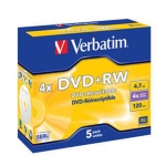 VERBATIM DVD+RW (4x, 4,7GB),5ks/pack, 43229