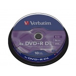 VERBATIM DVD+R(10-Pack)Spindl/MattSlvr/8x/8.5GB, 43666