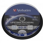 VERBATIM Blu-ray BD-R M-Disc 25GB 4x Printable, 10-cake, 43825