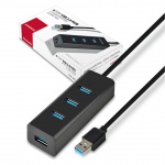 AXAGON HUE-S2BL, 4x USB 3.0 CHARGING hub, micro USB nap. konektor, kabel USB-A 1.2m, HUE-S2BL