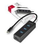 AXAGON HUE-S2C, 4x USB 3.0 CHARGING hub, micro USB nap. konektor, kabel USB-C 40cm, HUE-S2C