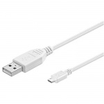 PremiumCord Kabel micro USB 2.0, A-B 2m, bílá, ku2m2fw
