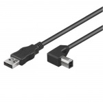 PremiumCord Kabel USB 2.0, A-B, 3m se zahnutým USB-B konektorem 90°, ku2ab3-90