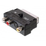 PremiumCord Adapter SCART-3x cinch + S-video s přepínačem IN/OUT, kjsa-01