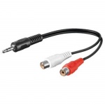 PremiumCord Kabel Jack 3.5mm-2xCINCH M/F 20cm, kjackcinf02