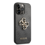 Guess PU 4G Metal Logo Zadní Kryt pro iPhone 14 Pro Grey, GUHCP14L4GMGGR