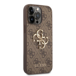 Guess PU 4G Metal Logo Zadní Kryt pro iPhone 14 Pro Max Brown, GUHCP14X4GMGBR