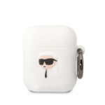 Karl Lagerfeld 3D Logo NFT Karl Head Silikonové Pouzdro pro Airpods 1/2 White, KLA2RUNIKH