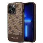 Guess PU 4G Stripe Zadní Kryt pro iPhone 14 Pro Max Brown, GUHCP14XG4GLBR