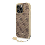 Guess 4G Charm Zadní Kryt pro iPhone 14 Pro Brown, GUHCP14LGF4GBR