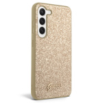 Guess PC/TPU Glitter Flakes Metal Logo Zadní Kryt pro Samsung Galaxy S23 Gold, GUHCS23SHGGSHD