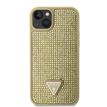 Guess Rhinestones Triangle Metal Logo Kryt pro iPhone 14 Gold, GUHCP14SHDGTPD