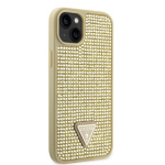 Guess Rhinestones Triangle Metal Logo Kryt pro iPhone 14 Gold, GUHCP14SHDGTPD